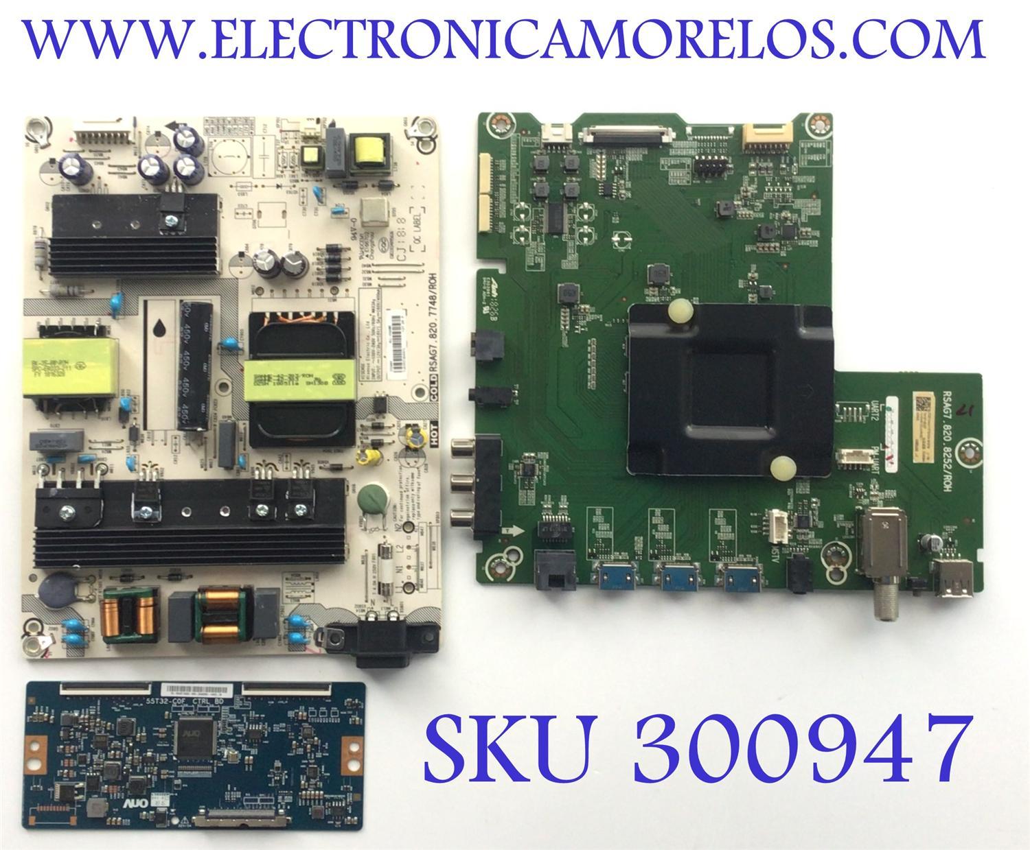 KIT DE TARJETAS PARA TV HISENSE / MAIN 232510 / RSAG7.820.8252/ROH / FUENTE 222684 / RSAG7.820.7748/ROH / T-CON 55.43T10.C02 / 55T32-COF CTRL BD / PANEL HD426K3U51-T1\S0\GM\ROH / MODELO 43R6E - Imagen 1